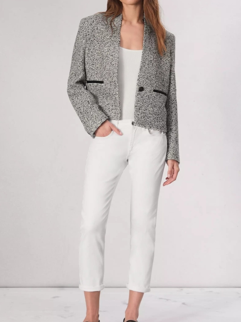 rag & bone Dre Low-Rise Slim Boyfriend Jeans White Ankle Length Womens 25